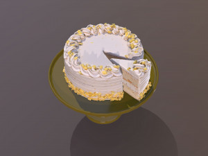 Sliced Lemon Drizzle Cake 3D Model