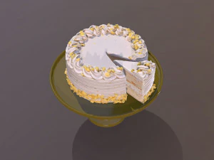 Sliced Lemon Drizzle Cake 3D Model
