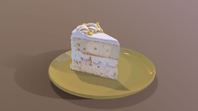 A Slice of Lemon Drizzle Cake 3D Модель .c4d .max .obj .3ds .fbx .stl .blend 