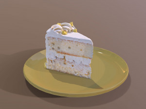 A Slice of Lemon Drizzle Cake 3D Model