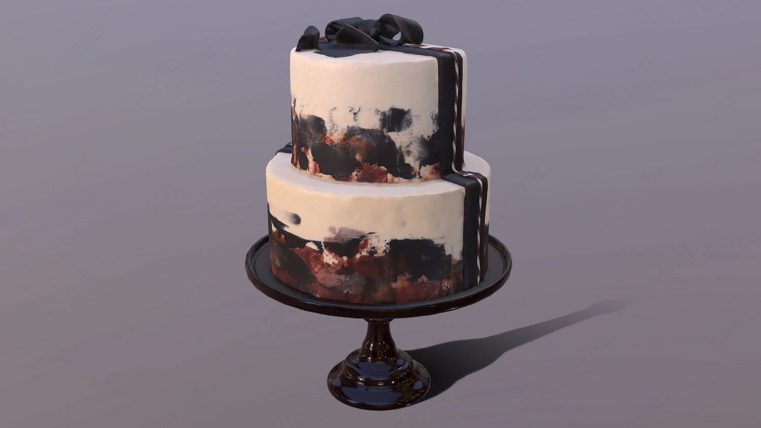 Elegant Silky Cinnamon Wedding Cake 3D Model .c4d .max .obj .3ds .fbx .stl .blend