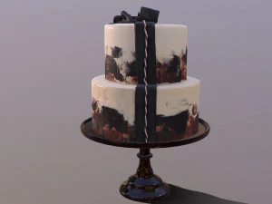 Elegant Silky Cinnamon Wedding Cake 3D Model
