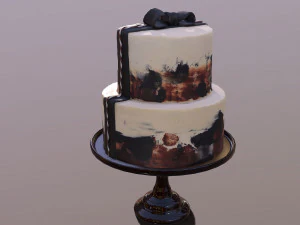 Elegant Silky Cinnamon Wedding Cake 3D Model