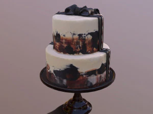 Elegant Silky Cinnamon Wedding Cake 3D Model