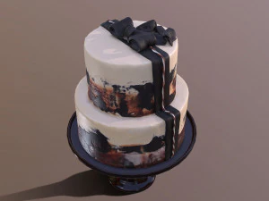 Elegant Silky Cinnamon Wedding Cake 3D Model