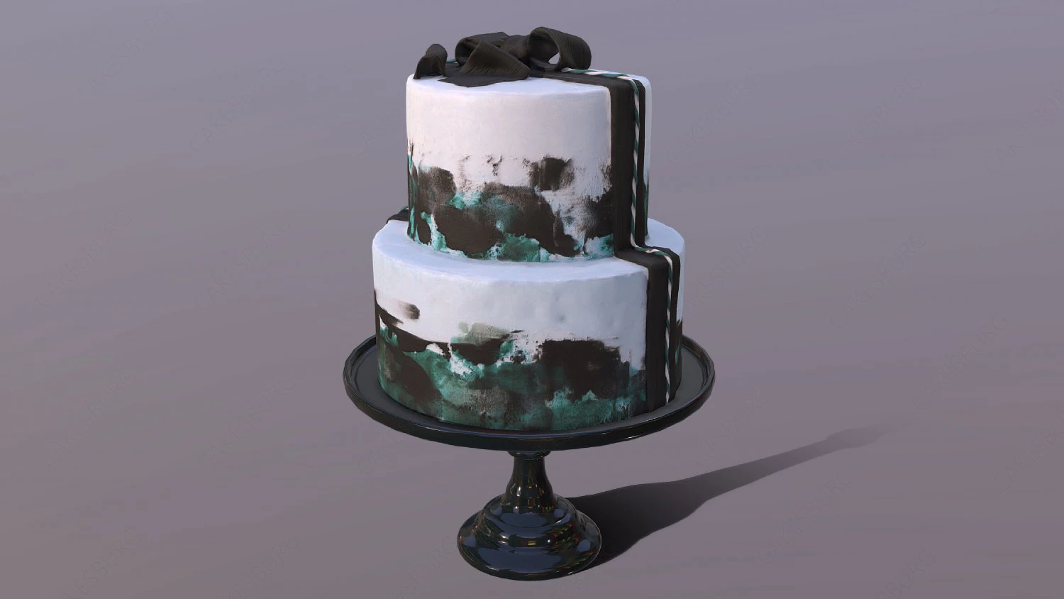 Elegant Silky Turquoise Wedding Cake 3D Model .c4d .max .obj .3ds .fbx .stl .blend