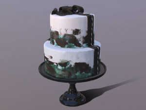 Elegant Silky Turquoise Wedding Cake 3D Model