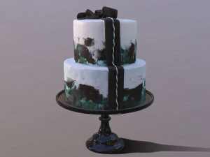 Elegant Silky Turquoise Wedding Cake 3D Model