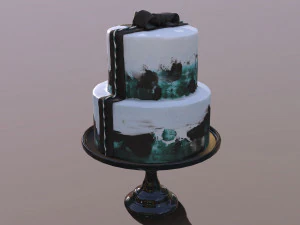 Elegant Silky Turquoise Wedding Cake 3D Model