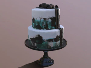 Elegant Silky Turquoise Wedding Cake 3D Model
