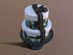 Elegant Silky Turquoise Wedding Cake 3D Model