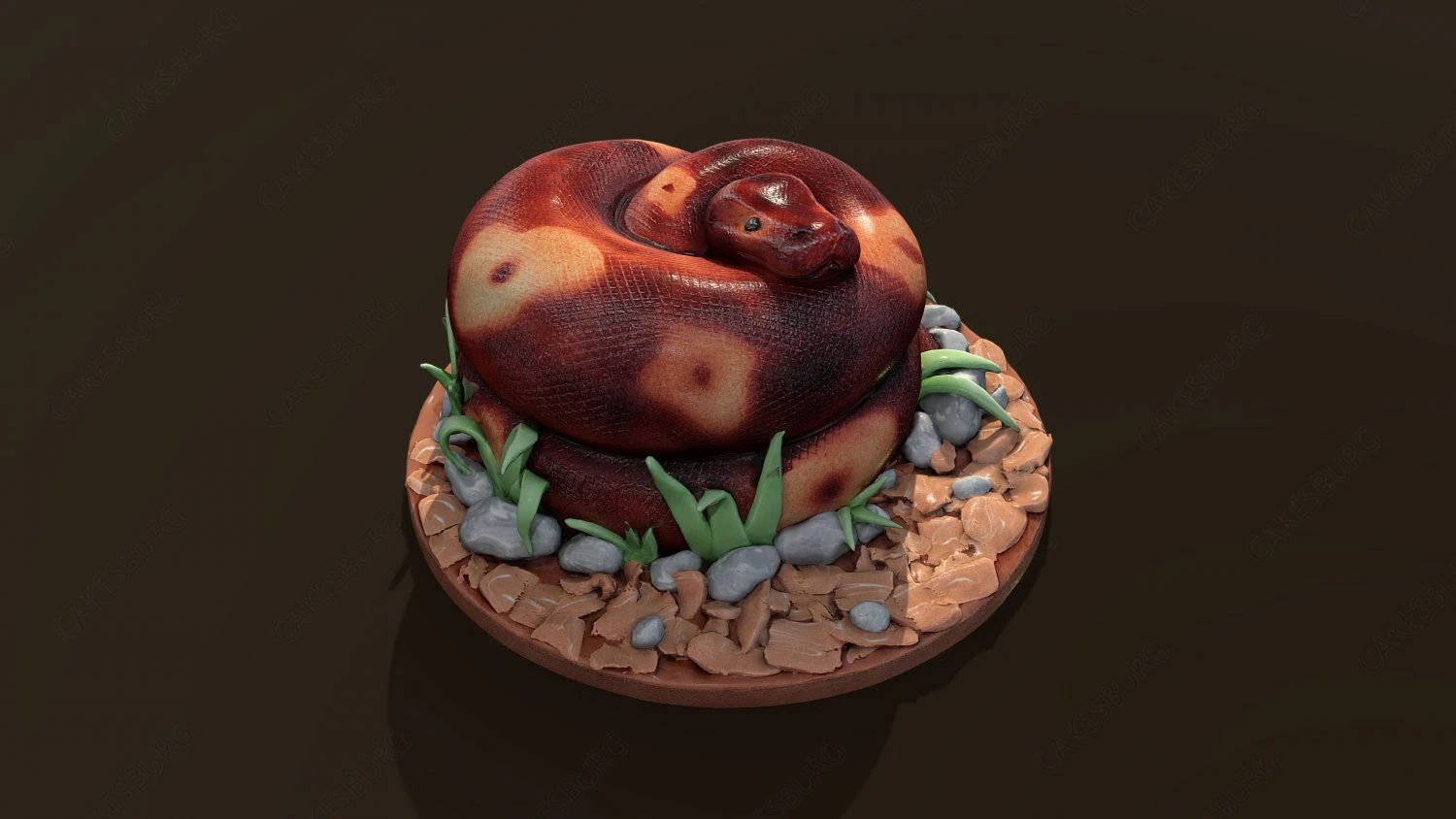 Torta serpente pitone Modello 3D .c4d .max .obj .3ds .fbx .stl .blend 