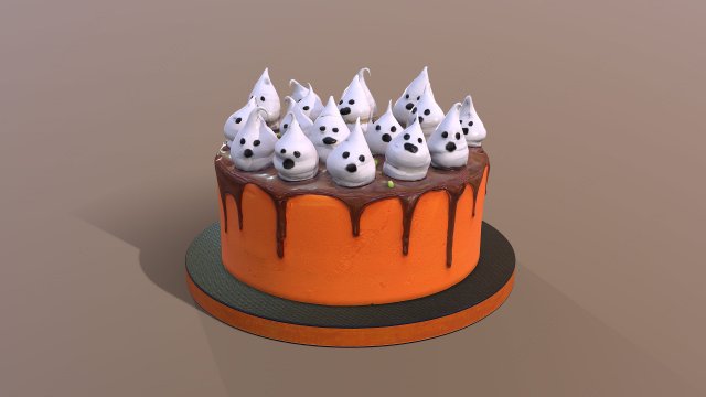 Spooky Ghosts Halloween Cake Modelo 3D .c4d .max .obj .3ds .fbx .stl .blend 