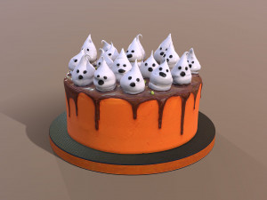Spooky Ghosts Halloween Cake 3D Model