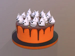 Spooky Ghosts Halloween Cake 3D Model