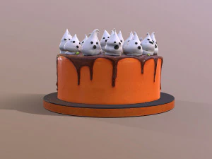 Spooky Ghosts Halloween Cake 3D Model