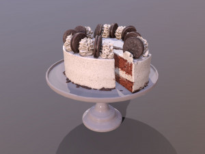 Sliced Oreo Cookie Cake 3D Model