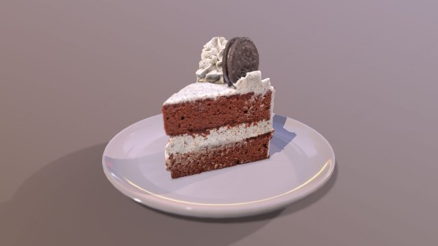 A Slice of Oreo Cookie Cake Model 3D .c4d .max .obj .3ds .fbx .stl .blend 