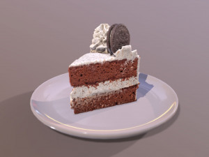 A Slice of Oreo Cookie Cake 3D Model