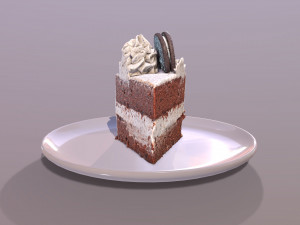 A Slice of Oreo Cookie Cake Model 3D