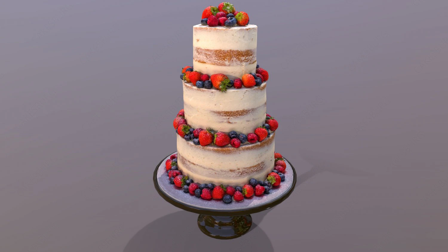 Pastel de bodas de bayas semidesnudas en el puesto Mosser Modelo 3D .c4d .max .obj .3ds .fbx .stl .blend 