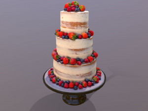 Semi Naked Berry Wedding Cake on Mosser Stand Modelo 3D