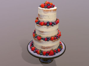 Semi Naked Berry Wedding Cake on Mosser Stand Modelo 3D