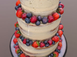 Semi Naked Berry Wedding Cake on Mosser Stand Modelo 3D