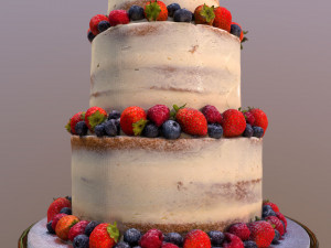 Semi Naked Berry Wedding Cake on Mosser Stand Modelo 3D