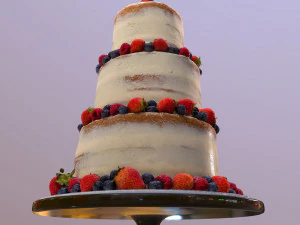 Pastel de bodas de bayas semidesnudas en el puesto Mosser Modelo 3D