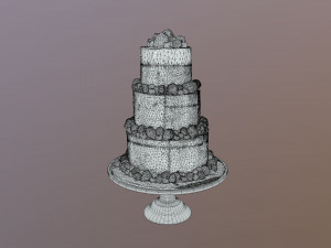 Semi Naked Berry Wedding Cake on Mosser Stand Modelo 3D