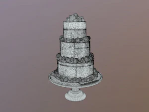 Pastel de bodas de bayas semidesnudas en el puesto Mosser Modelo 3D