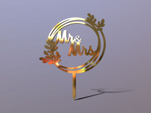 Mr Mrs Wedding Cake Topper Modelo 3D