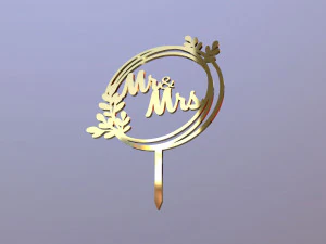 Mr Mrs Wedding Cake Topper 3D Model
