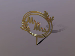 Mr Mrs Wedding Cake Topper 3D Model