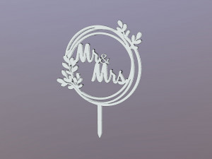Mr Mrs Wedding Cake Topper 3D Model