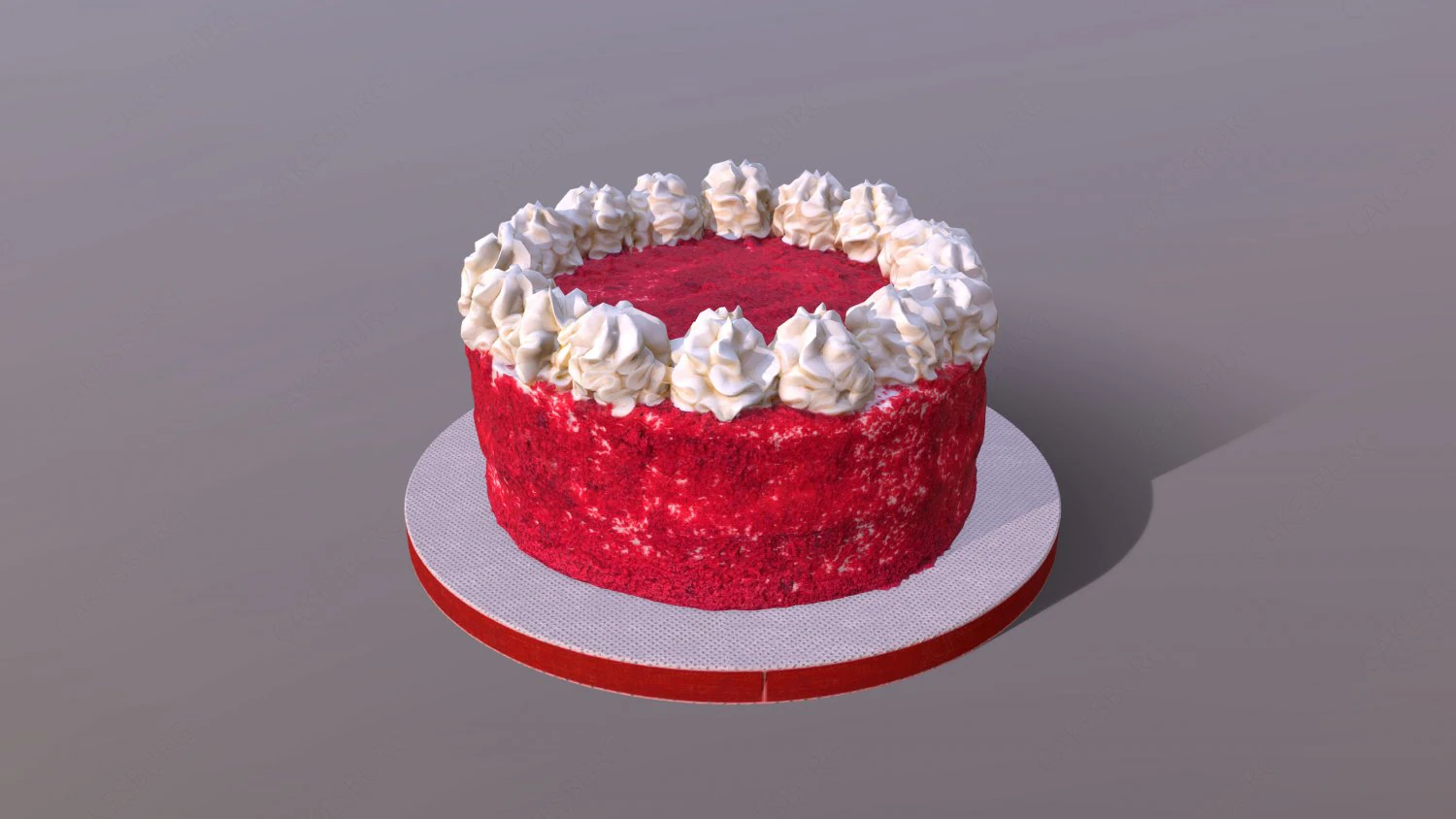 Red Velvet Cake 3D Model .c4d .max .obj .3ds .fbx .stl .blend 