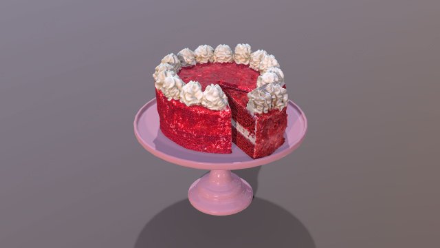 Sliced Red Velvet Cake 3D Model .c4d .max .obj .3ds .fbx .stl .blend 
