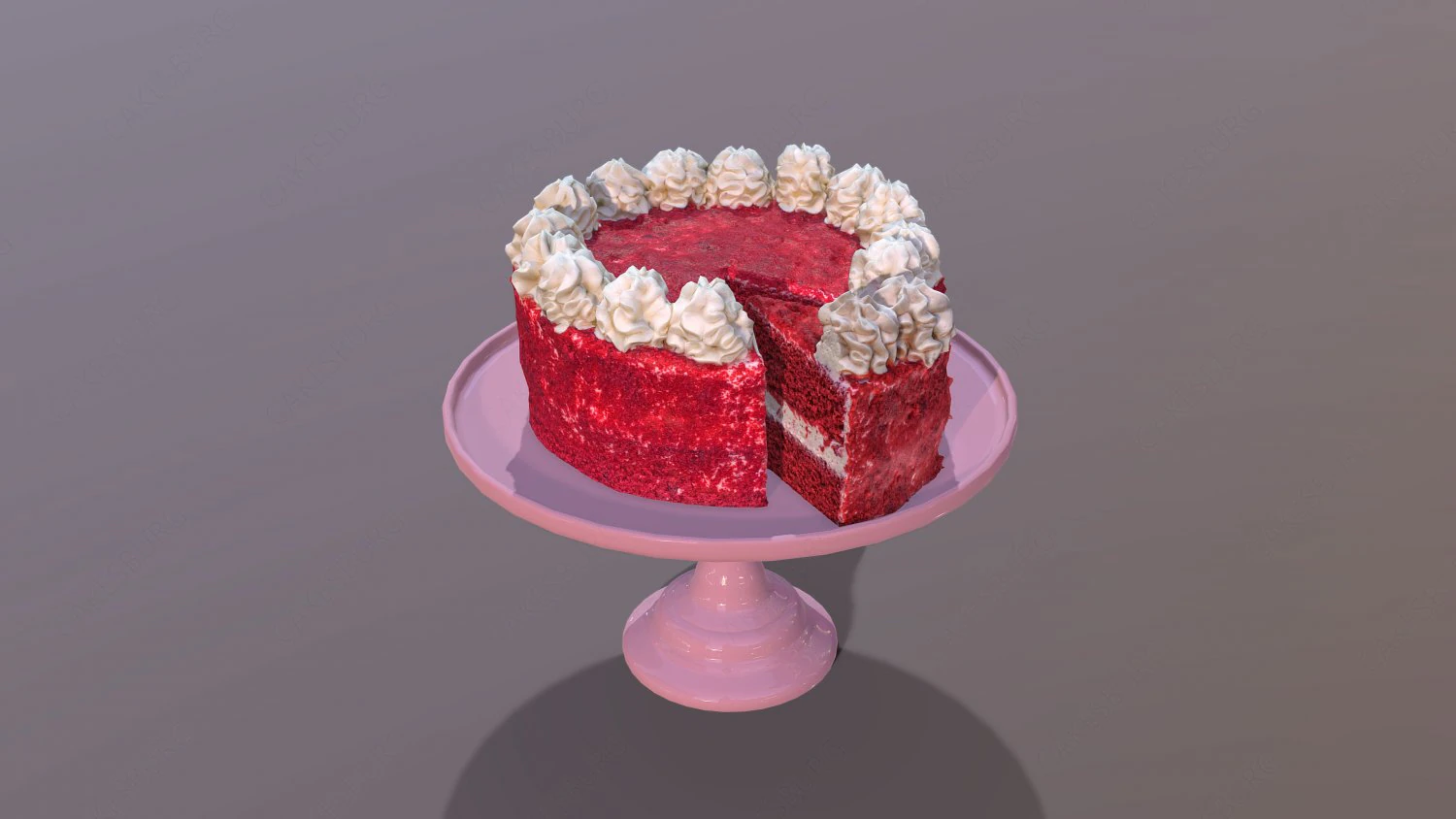 Sliced Red Velvet Cake 3D Model .c4d .max .obj .3ds .fbx .stl .blend