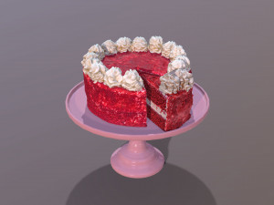 Sliced Red Velvet Cake 3D Model