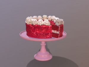 Sliced Red Velvet Cake 3D Model