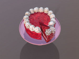 Sliced Red Velvet Cake 3D Model