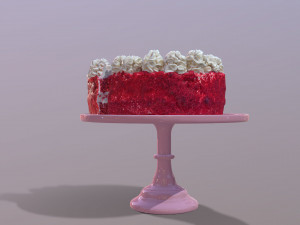 Sliced Red Velvet Cake 3D Model