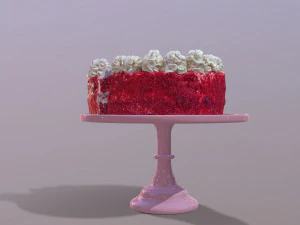Sliced Red Velvet Cake 3D Model