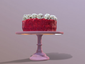 Sliced Red Velvet Cake 3D Model