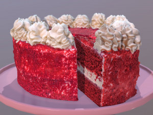 Sliced Red Velvet Cake 3D Model