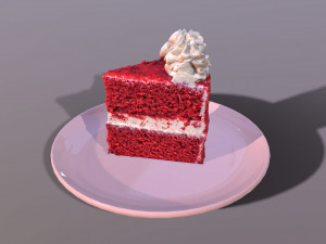 A Slice Of Red Velvet Cake 3D Model