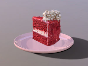 Una rebanada de pastel de terciopelo rojo Modelo 3D