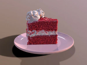 Una rebanada de pastel de terciopelo rojo Modelo 3D