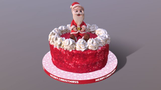 Santa Clause Christmas Red Velvet Cake Modelo 3D .c4d .max .obj .3ds .fbx .stl .blend 